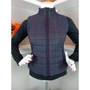 Ann‎ Taylor Loft Womens Checkered Purple  Quilted Vest Size Large